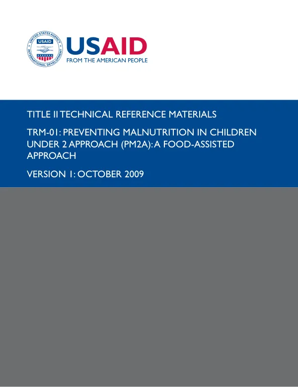 TRM-01 : preventing malnutrition in children under 2 approach (PM2A) : a food-assisted approach