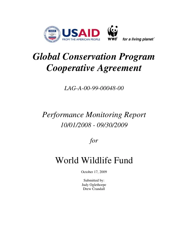 Global conservation program cooperative agreement LAG-A-00-99-00048-00 : performance monitoring report, 10/01/2008-09/30/2009 for World Wildlife Fund