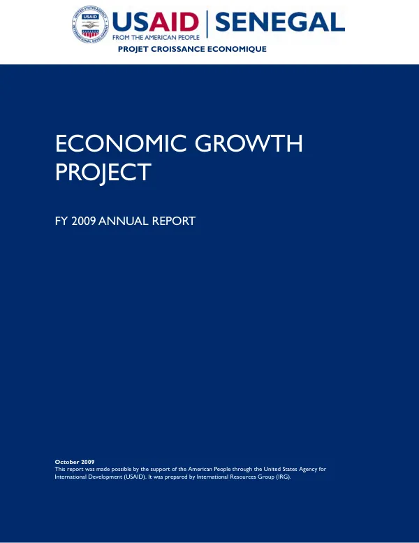 Economic growth project : FY 2009 annual report[, October 1, 2008 through September 30, 2009]
