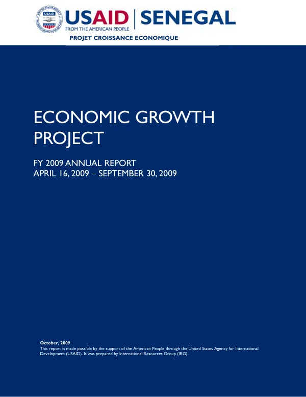 Economic growth project : FY 2009 annual report, April 16-2009-September 30, 2009