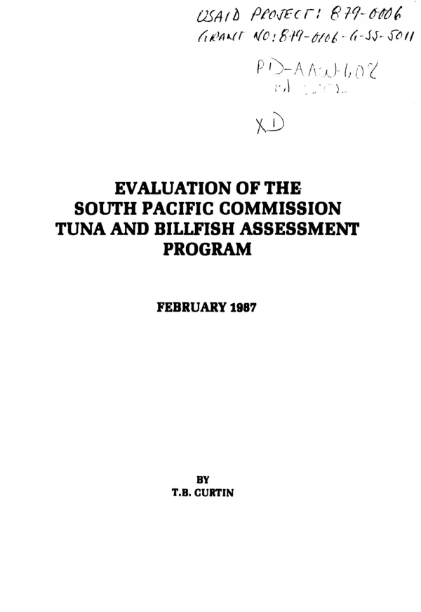 Evaluation of the South Pacific Commission tuna and billfish assessment program