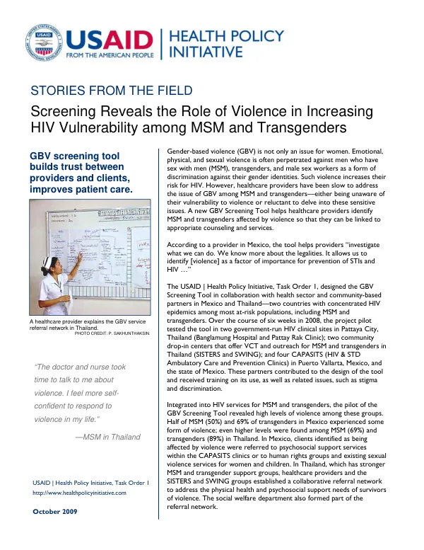 Screening reveals the role of violence in increaseing HIV vulnerability among MSM and transgenders