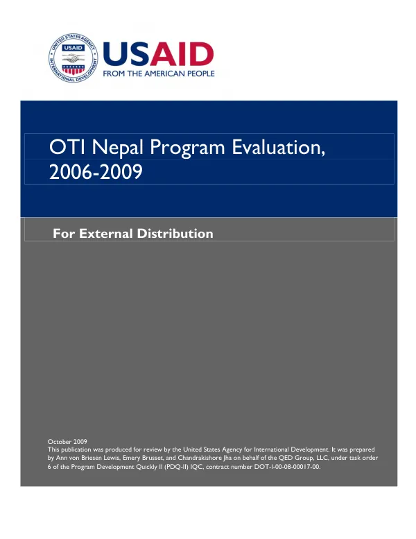 OTI Nepal program evaluation, 2006-2009