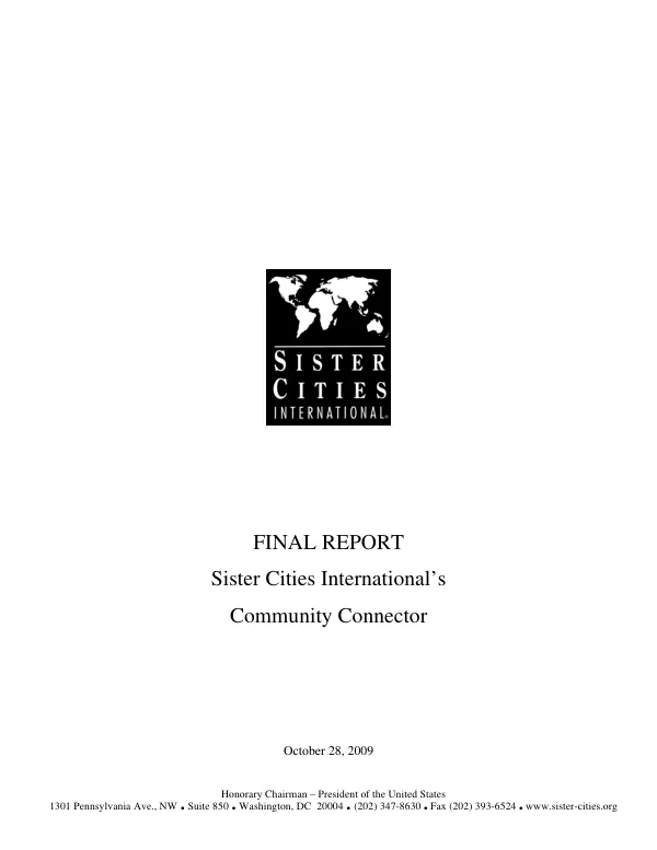 Final report : Sister Cities International"s community connector