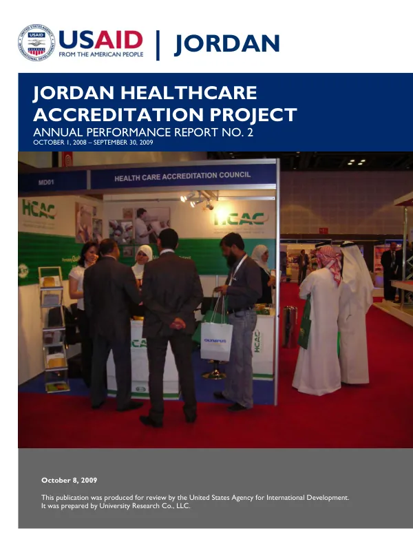 Jordan healthcare accreditation project : annual performance report no. 2 -- October 1, 2008-September 30, 2009