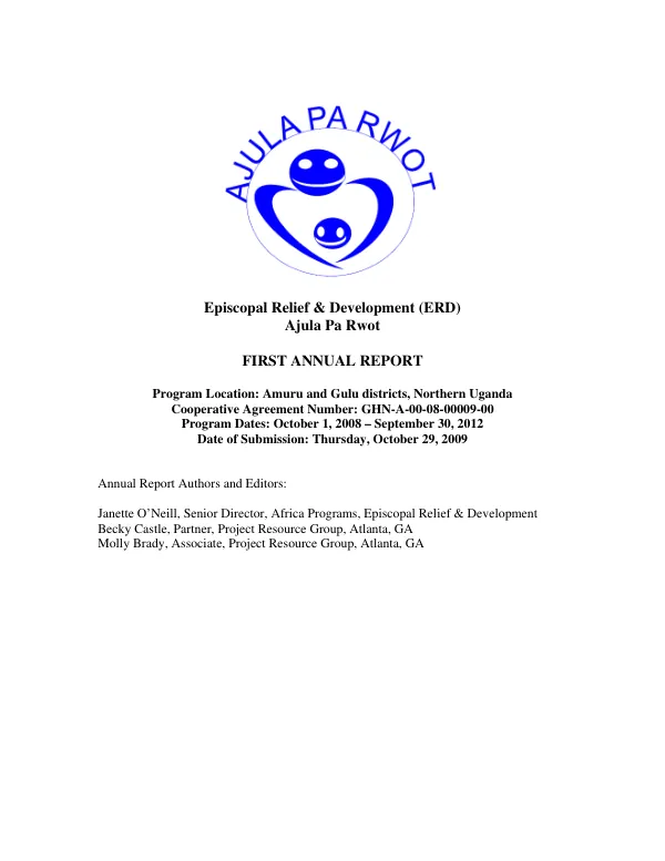 Ajula pa rwot first annual report