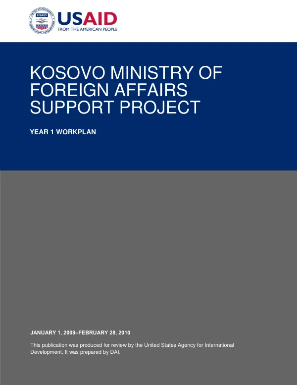 Kosovo Ministry of Foreign Affairs support project : year 1 workplan