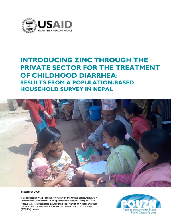 Introducing zinc through the private sector for the treatment of childhood diarrhea : results from a population-based household survey in Nepal