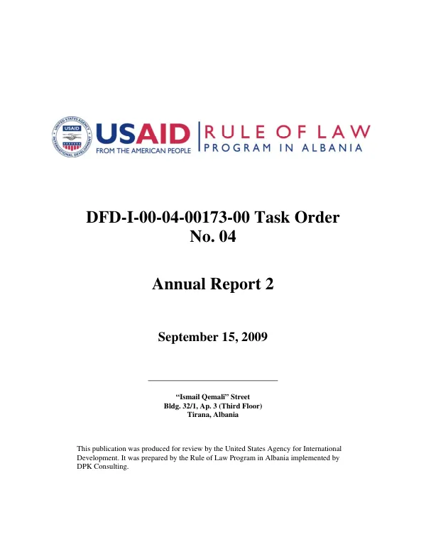 USAID/rule of law program in Albania : annual report 2