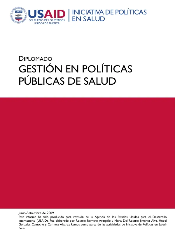 Diplomado : gestion en politicas publicas de salud