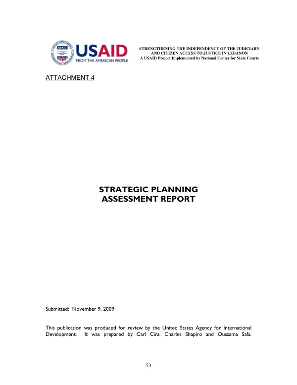 Strategic planning assessment report