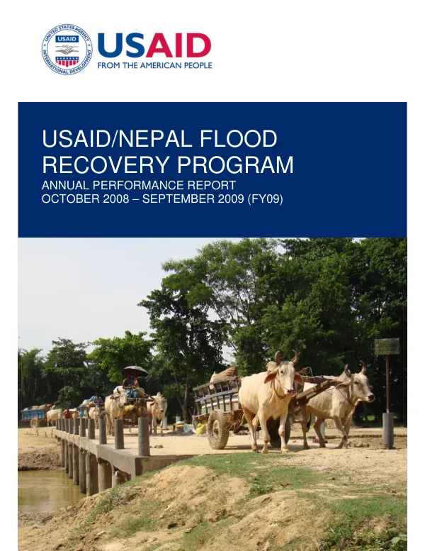 USAID/Nepal flood recovery program : annual performance report -- October 2008-September 2009 (FY09)