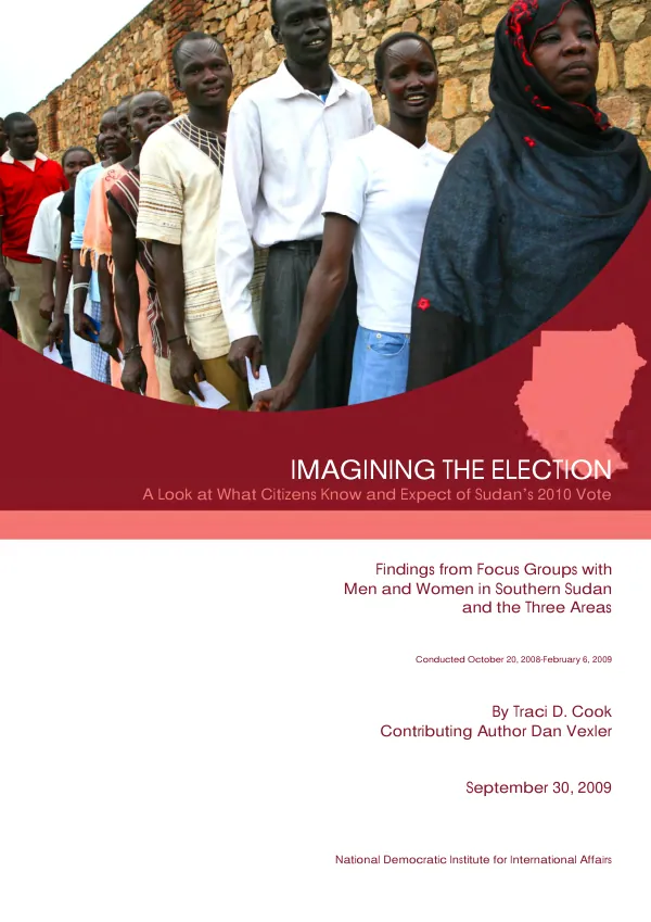 Imagining the election : a look at what citizens know and expect of Sudan"s 2010 vote
