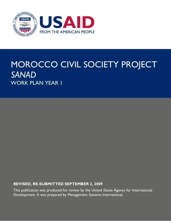 Morocco civil society project : SANAD -- work plan year 1