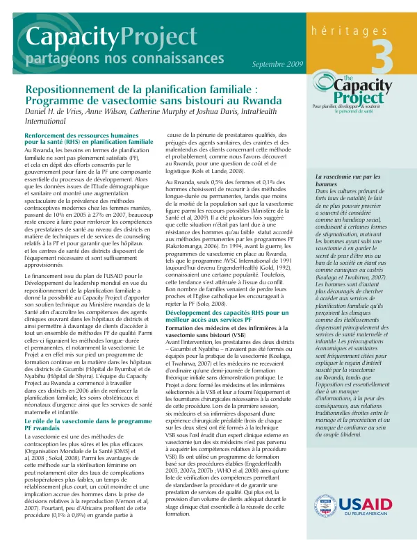 Repositionnement de la planification familiale : programme de vasectomie sans bistouri au Rwanda