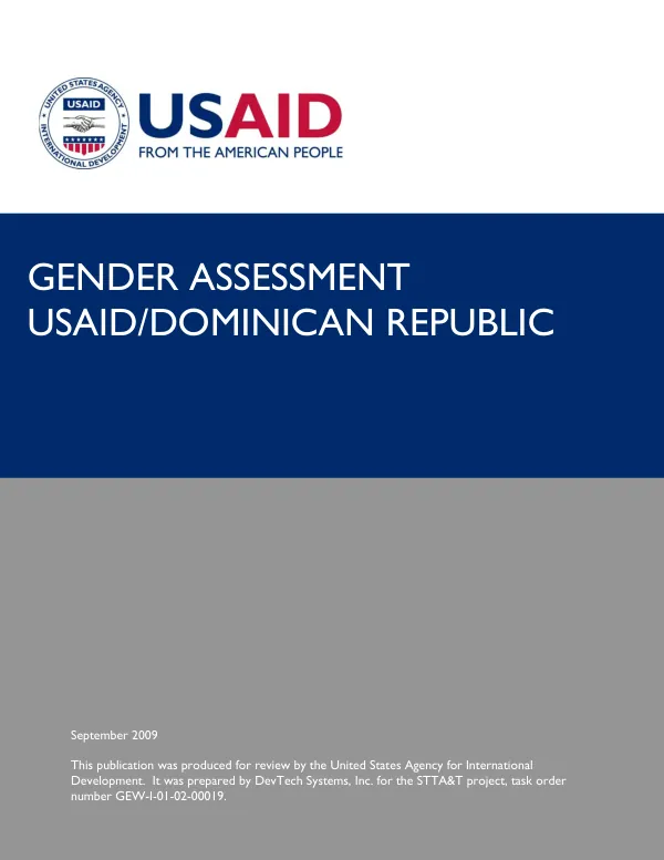 Gender assessment : USAID/Dominican Republic