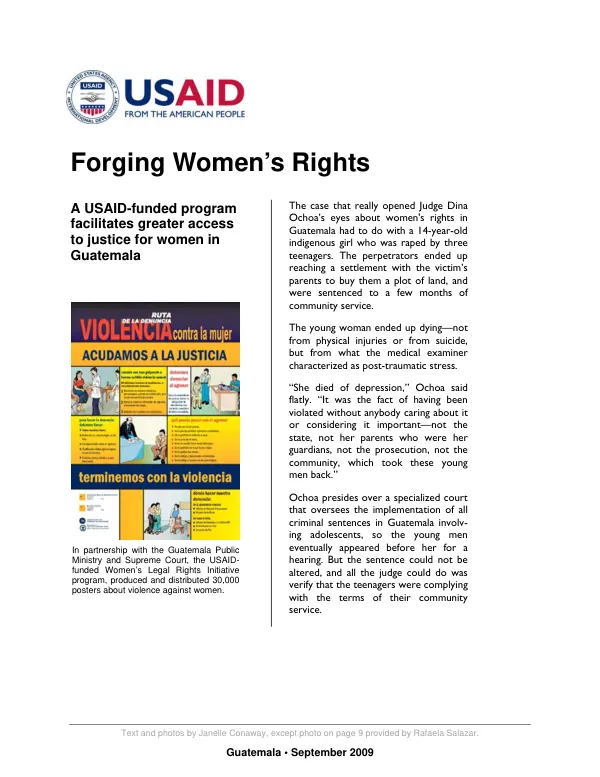 Forging women"s rights : a USAID-funded program facilitates greater access to justice for women in Guatemala