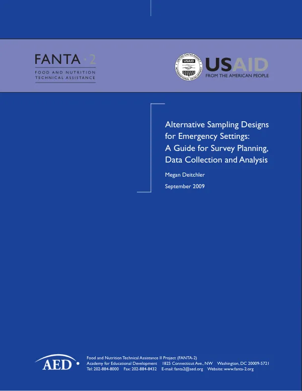 Alternative sampling designs for emergency settings : a guide for survey planning, data collection and analysis