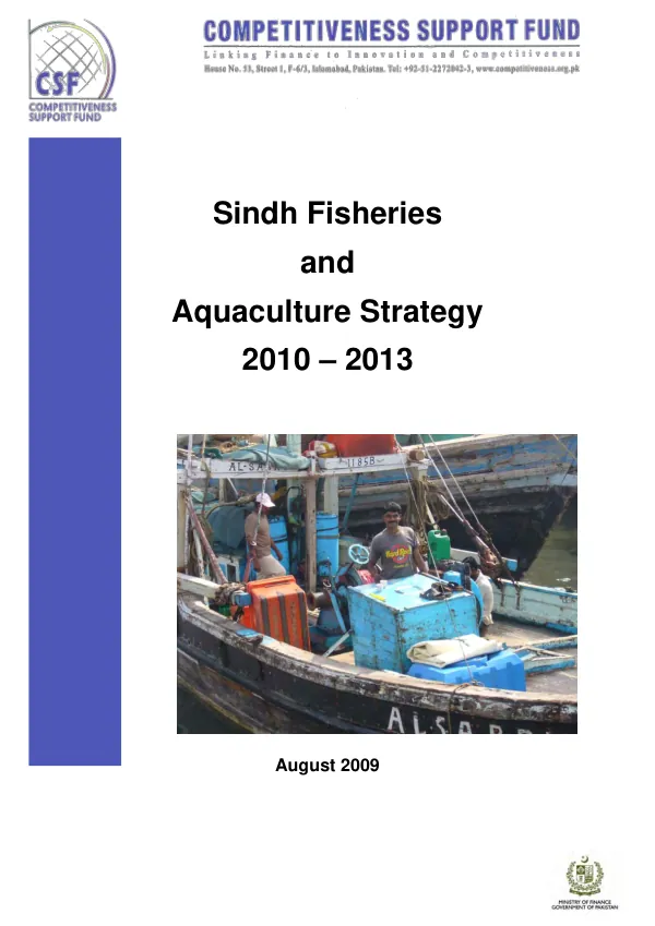 Sindh fisheries and aquaculture strategy 2010-2013