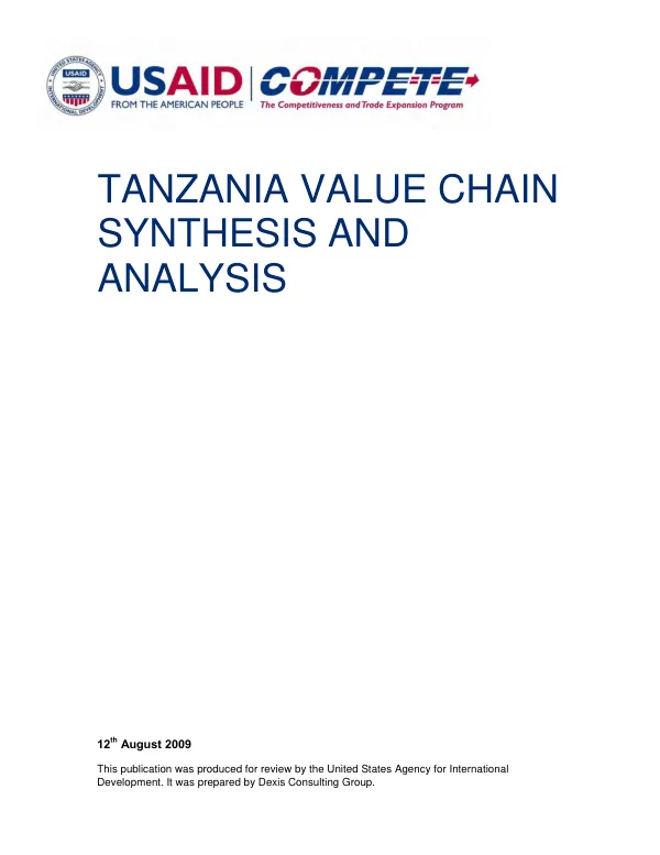 Tanzania value chain synthesis and analysis
