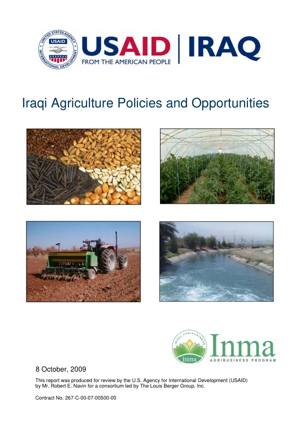 Iraqi agriculture policies and opportunities