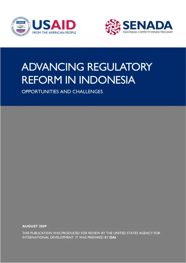 Advancing regulatory reform in Indonesia : opportunities and challenges