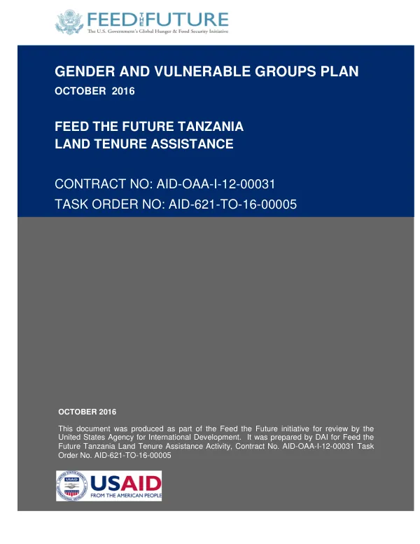 Gender and Vulnerable Groups Plan
