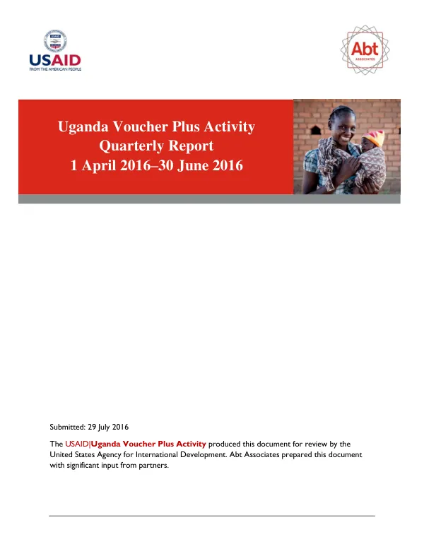 Uganda Voucher Plus Activity Quarter 3 July 29 2016