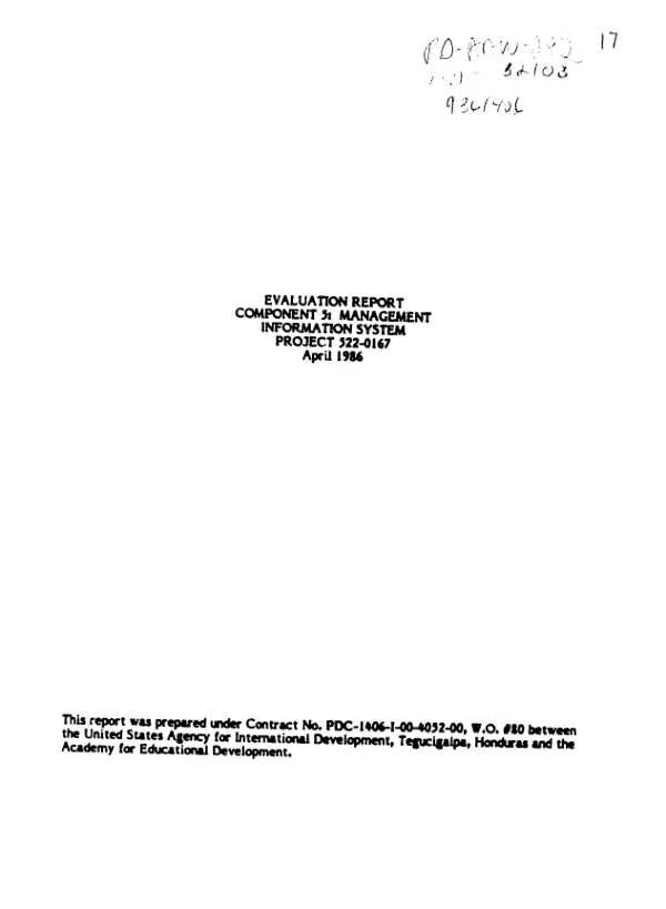 Evaluation report component 5 : management information system project 522-0167