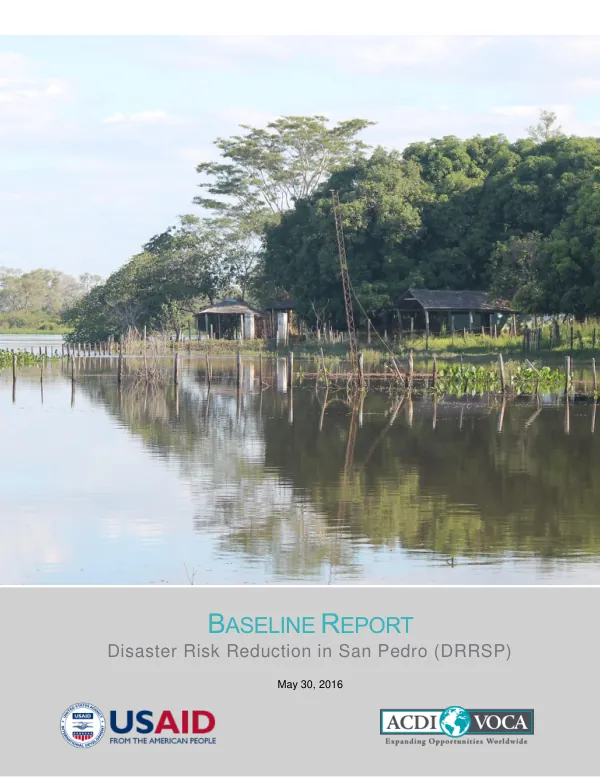 Disaster Risk Reduction in San Pedro (DRRSP) Baseline Report