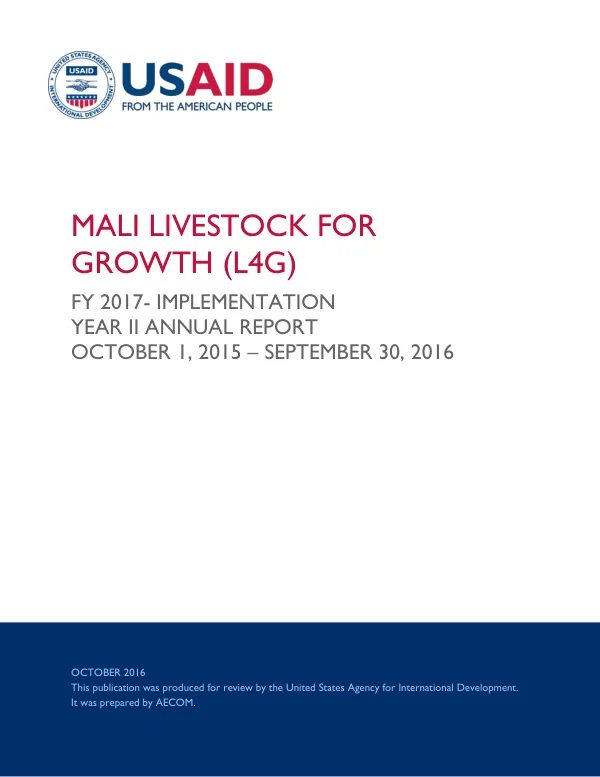 Mali Livestock for Growth (L4G) Annual Report
