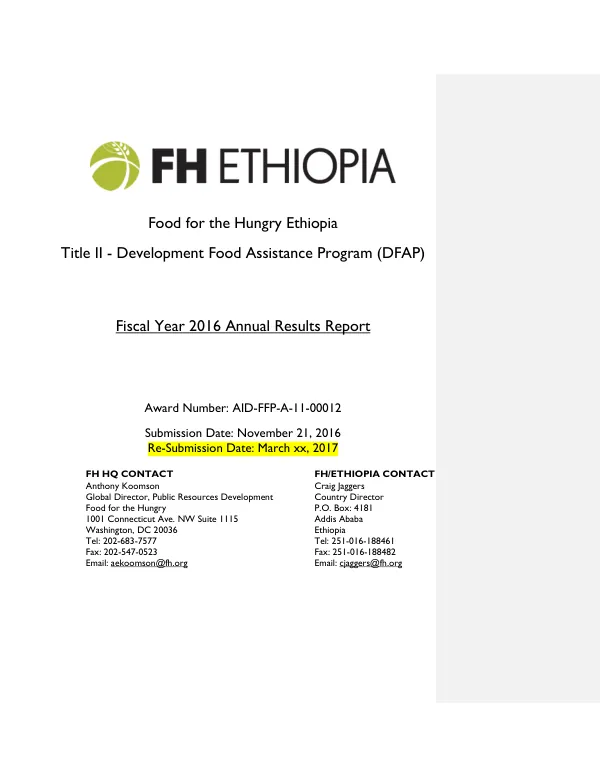 FHE ARR FY 16 NARRATIVE WITH COMMENTS TO EXPLAIN QUESTIONS