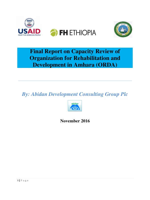 FHE ARR FY 16 ORDA CAPACITY ASSESSMENT REPORT