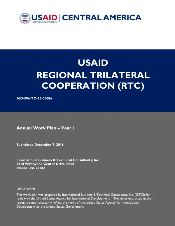 Regional Trilateral Cooperation Annual Work Plan - Year 1