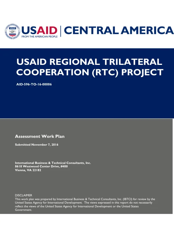 Central America Regional Trilateral Support Project Assessment Workplan