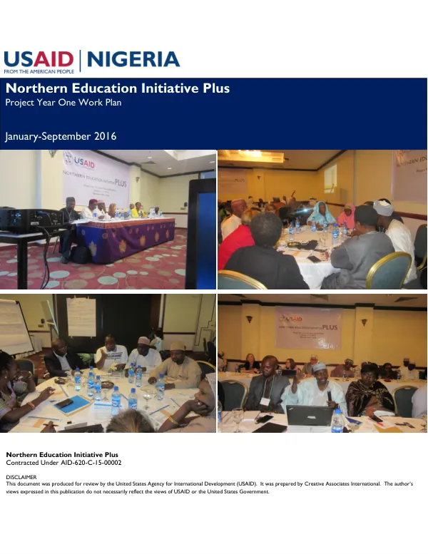 Northern Education Initiative Plus Project Year One Work Plan January - September 2016