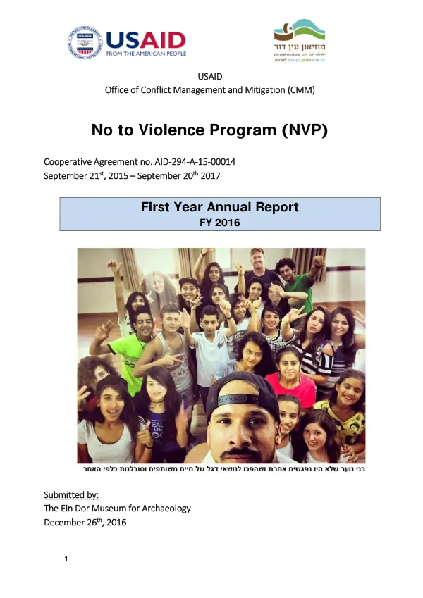 No to violence program (NVP) : first annual report : FY 2016