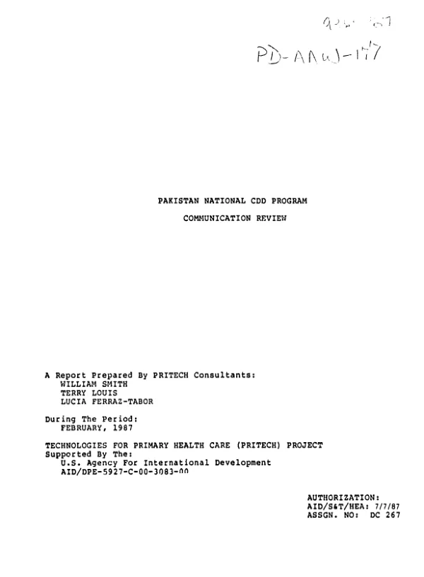 Pakistan national CDD program : communication review