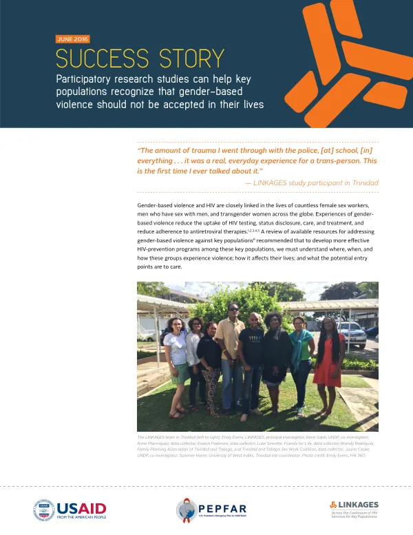 Success Story: Participatory research studies can help key populations recognize that gender-based violence should not be accepted in their lives