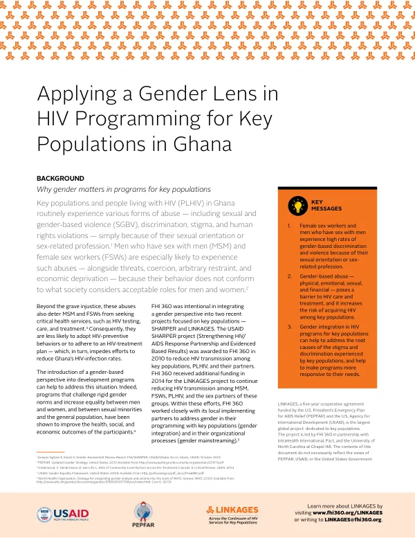 Applying a Gender Lens in HIV Programming for Key Populations in Ghana
