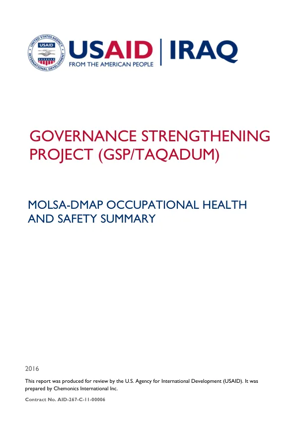 MOLSA DMAP Summary, Occupational Health and Safety