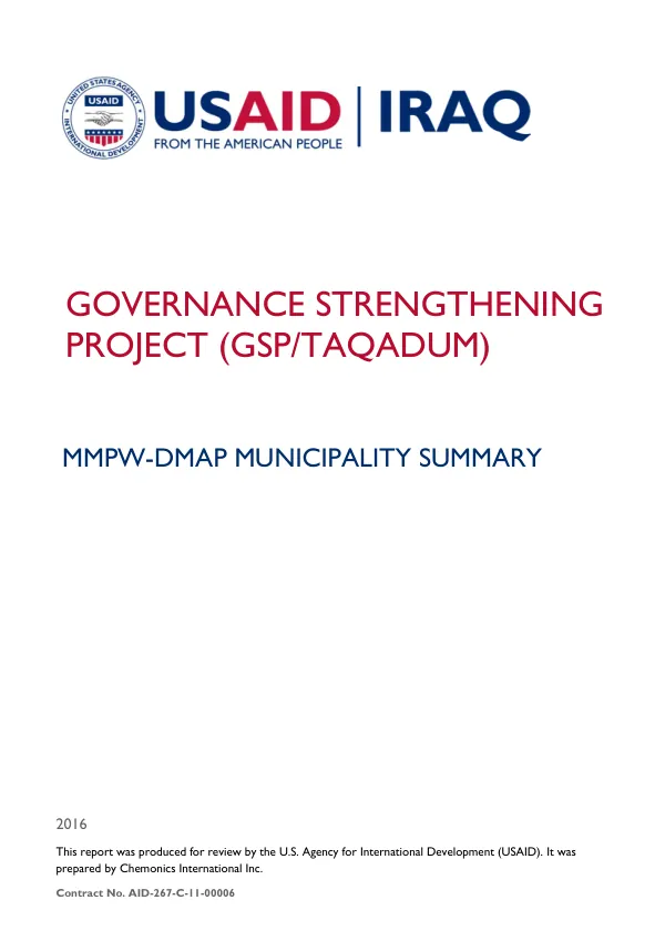 MMPW DMAP Summary, Municipality