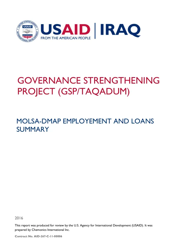 MOLSA DMAP Summary, Employment and Loans