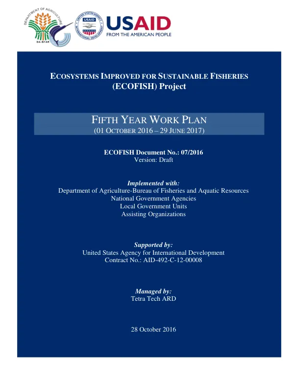ECOFISH Fifth Year Work Plan