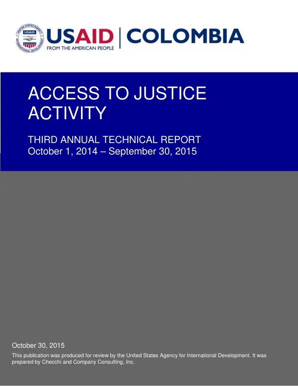 Access to Justice Activity Third Annual Report (Oct. 1, 2014 - Sep. 30, 2015