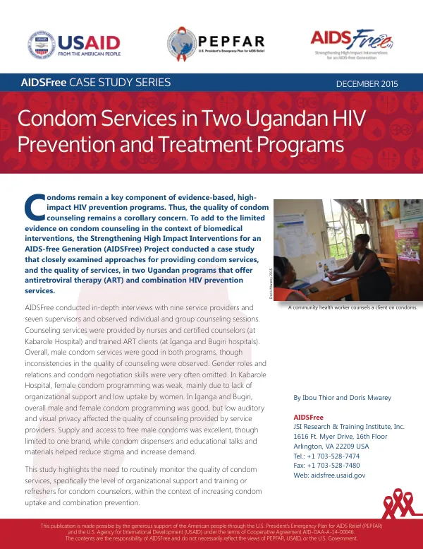 Condom Services in Two Ugandan HIV Prevention and Treatment Programs