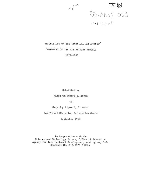 Reflections on the technical assistance component of the NFE network project, 1979-1982