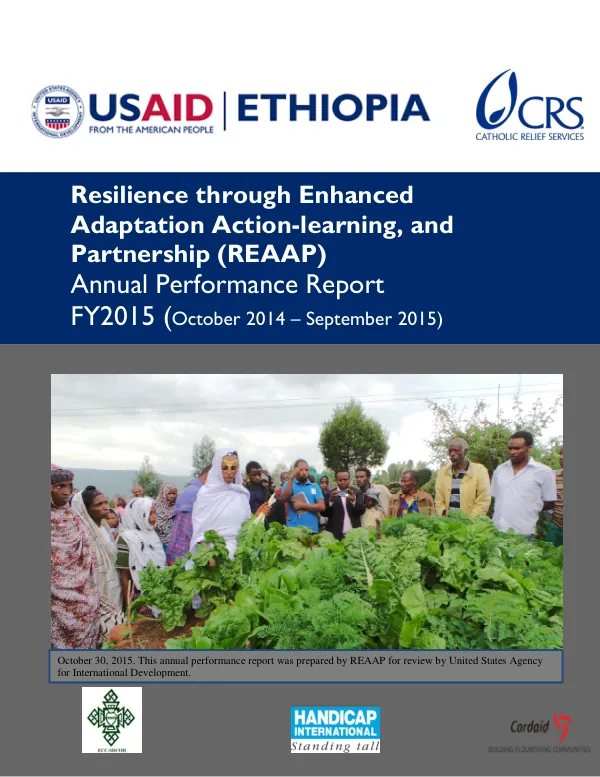 Resilience through Enhanced Adaptation Action-learning, and Partnership (REAAP) Annual Performance Report FY2015 (October 2014 – September 2015)