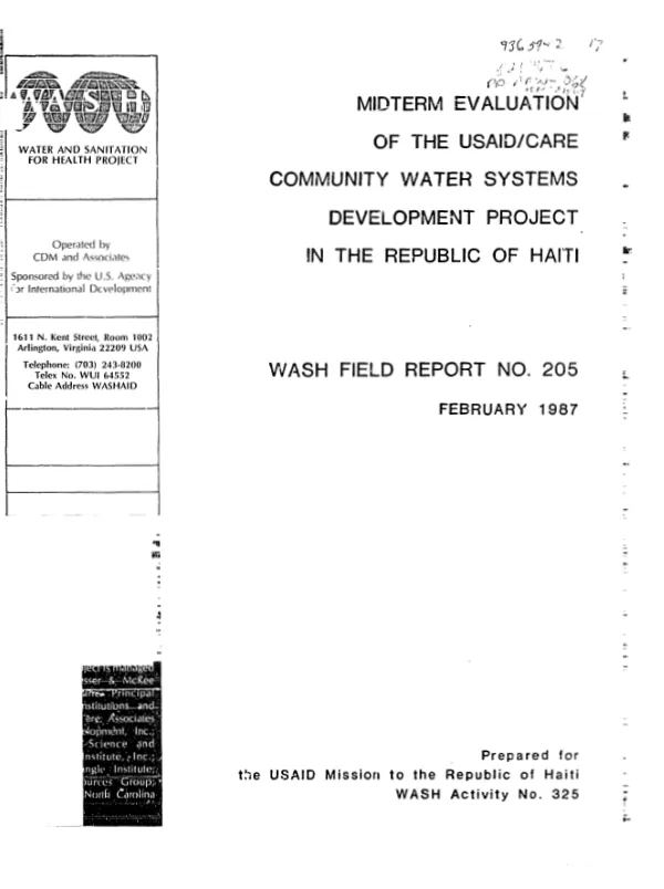 Midterm evaluation of the USAID/CARE community water systems development project in the Republic of Haiti