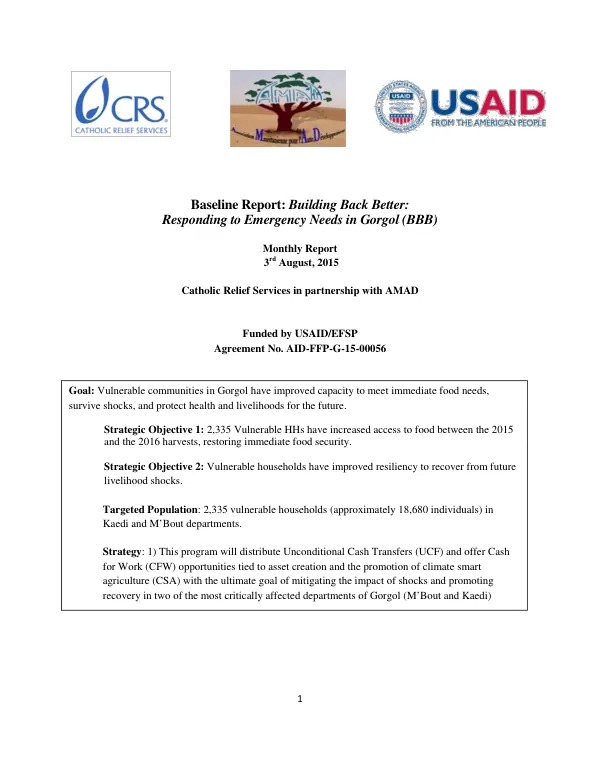 CRS Mauritania Building Back Better Baseline Report